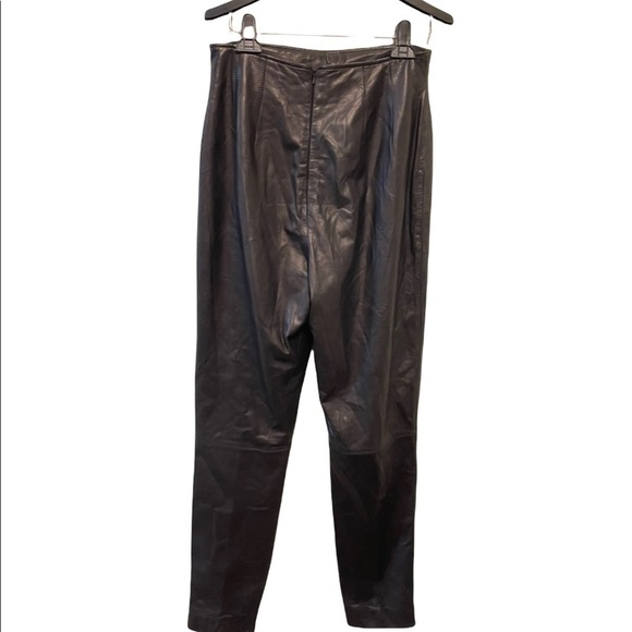 Vintage Emanuel Ungaro Leather High Rise Waist Tapered Straight Leg Pants - Picture 4 of 8